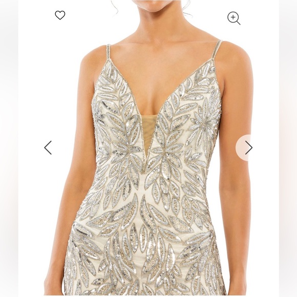 Mac Duggal 5107 Embellished Gold Leaf Long Evening Gown - Picture 3 of 16